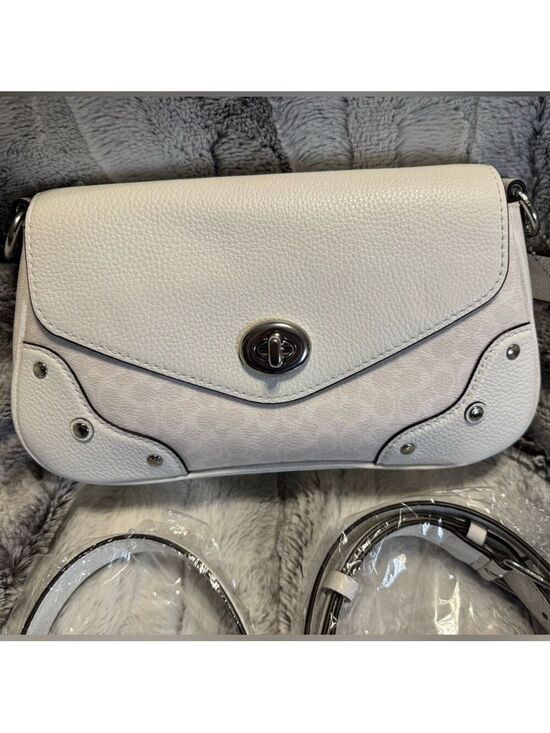 Coach Handbags - Coach - Signature Millie Shoulder Bag w/crossbody Strap Chalk/Glacier White NEW